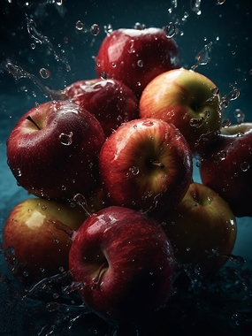 动感新鲜苹果特写镜头图片